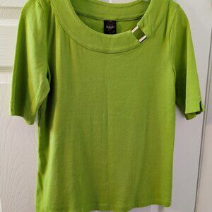 Rafaella Lime Green 100% Cotton Top Gold Hardware Accent Size M